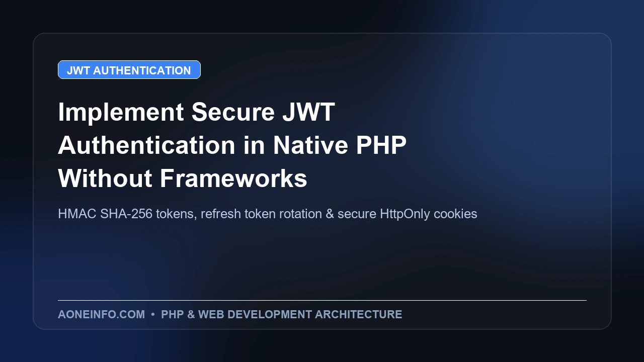 JSON Web Token JWT authentication architecture in native PHP with HMAC SHA256